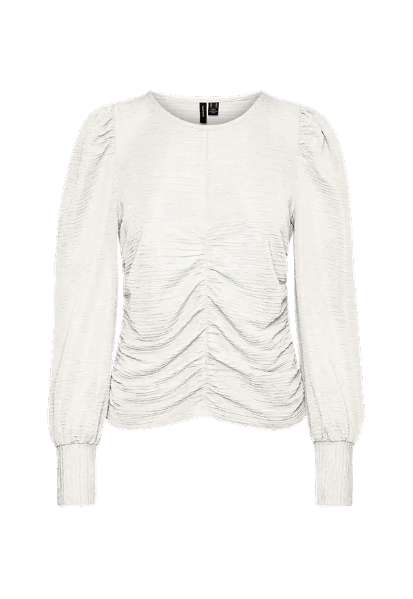 Vero Moda - Topp vmJoceline L/S Rouching Top - Vit