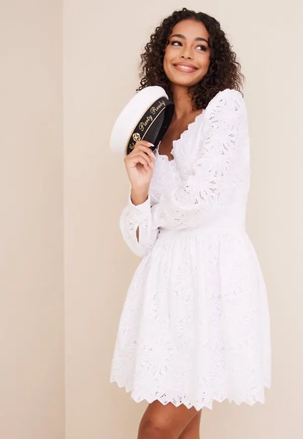 Michael Michael Kors Palm Eyelet Fit Flare Drs Långärmade klänningar
