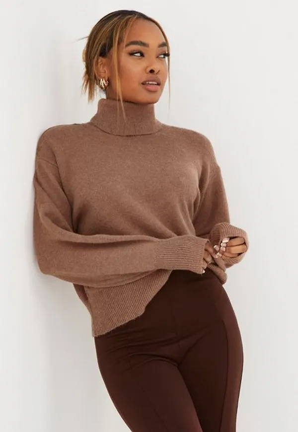 Only Onlnanna L/S Open Back Pullover Knt Stickade tröjor Carob Brown