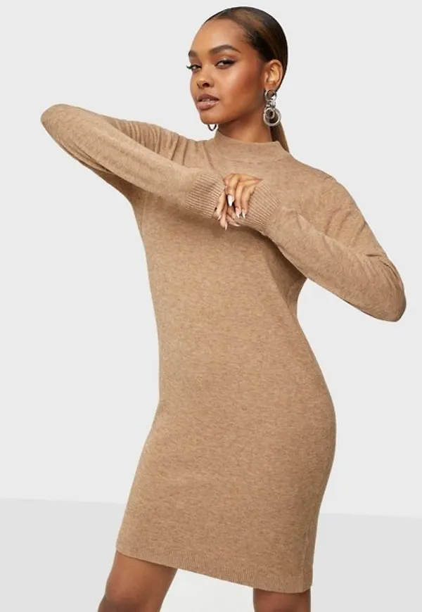 Object Collectors Item Objthess L/S Knit Dress Noos Stickade klänningar Chipmunk Melange
