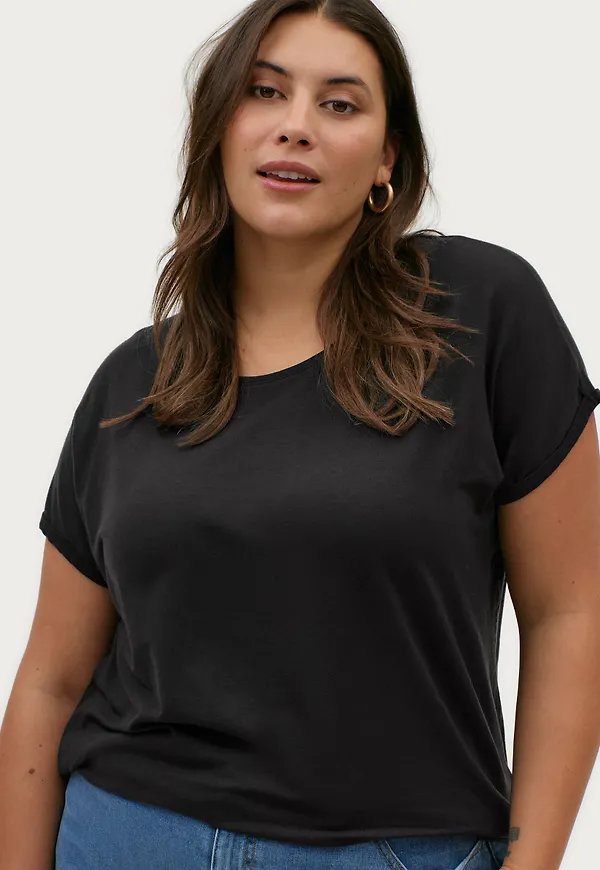 Vero Moda Curve - Topp vmAva Plain SS Top GA Curve Noos - Svart
