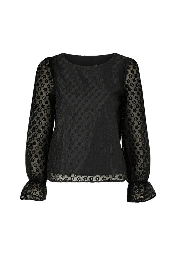 Vila - Blus viPuffin L/S Top - Svart