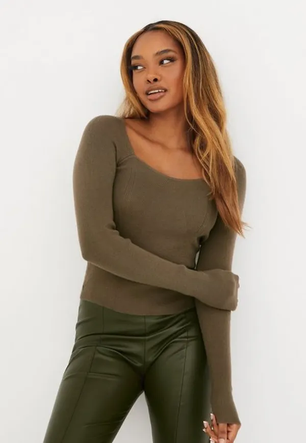 Only Onlsatina Corsage L/S Pullover Knt Stickade tröjor Walnut