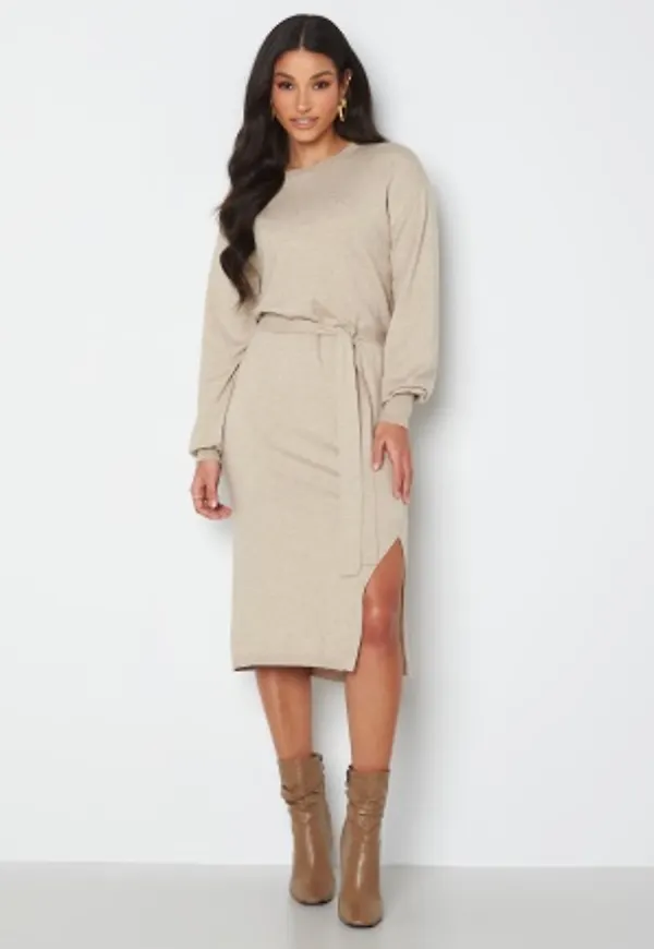 VILA Evie Detail Knit Dress Natural Melange M