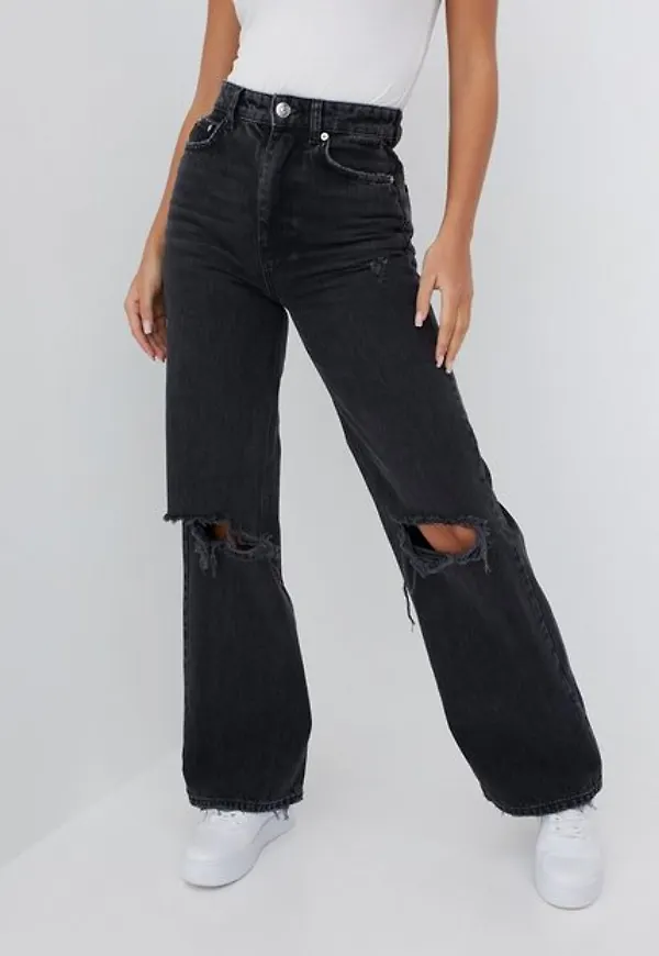 Gina Tricot Idun wide jeans Wide leg jeans Offblack