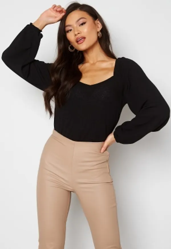 VILA Cotin Square Neck L/S Top Black S
