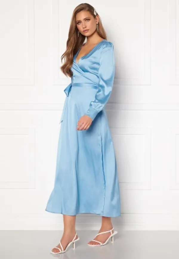 Chiara Forthi Ezra Wrap Maxi Dress Dusty blue 40