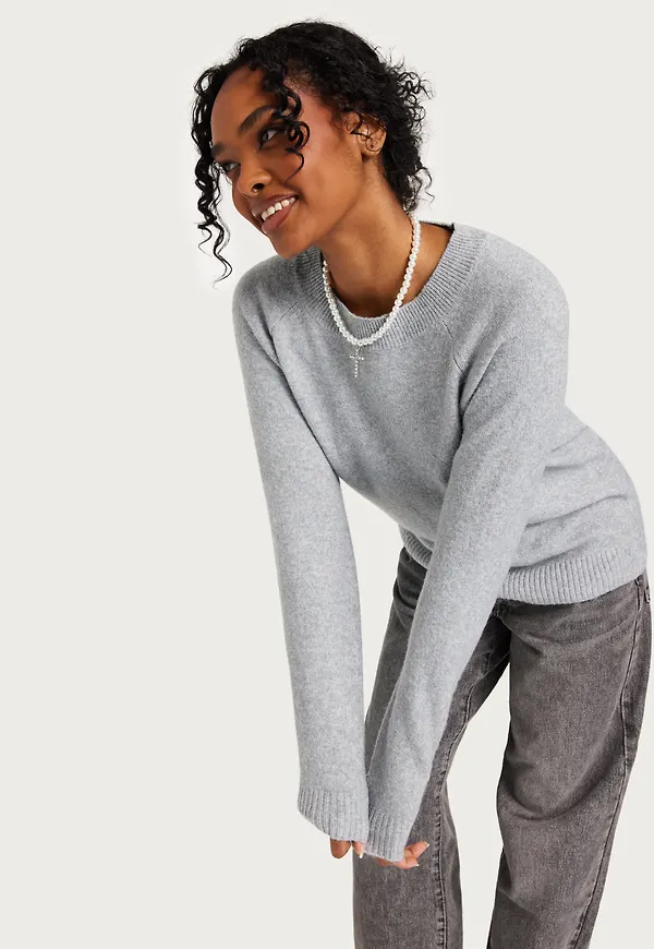 Vero Moda - Stickade tröjor - Ljus Grå - Vmdoffy Ls O-Neck Blouse Ga Noos - Tröjor - Knitted sweaters