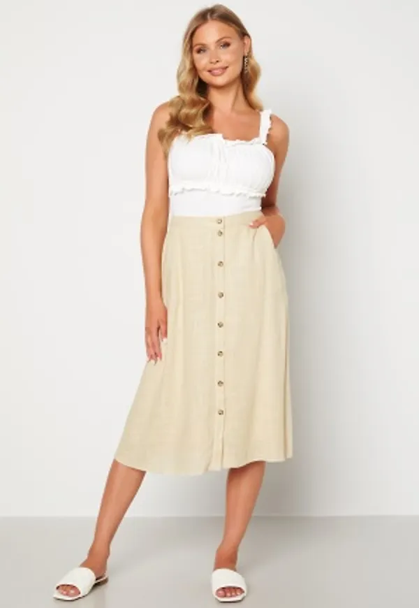 Pieces Timey HW Midi Skirt Almond Buff XL