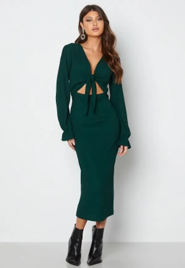 BUBBLEROOM Lillia front tie dress Dark green L