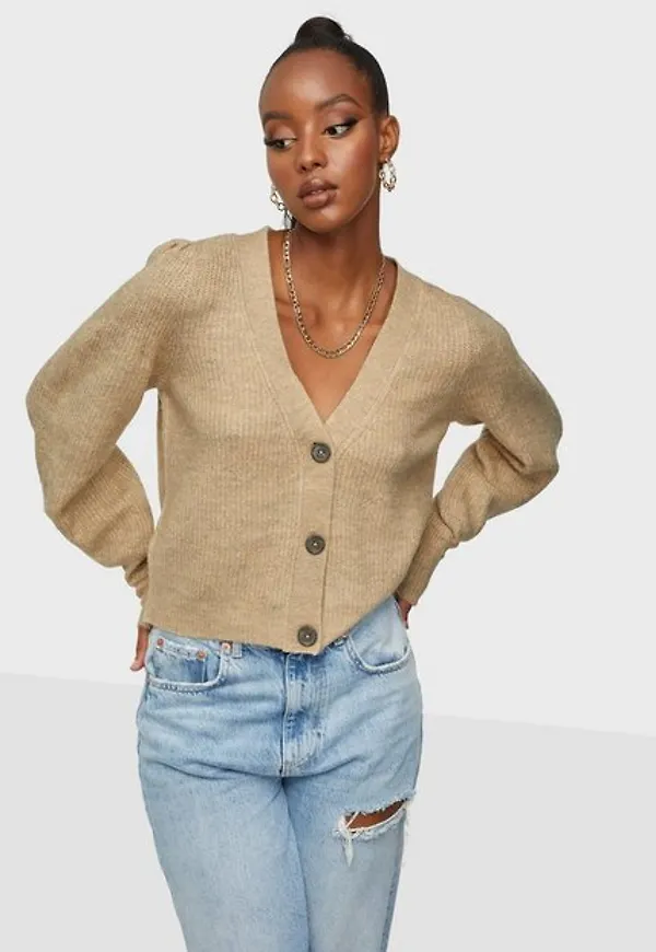 Jacqueline de Yong Jdydrea L/S Short Cardigan Knt Noos Cardigans Simply Taupe Melange