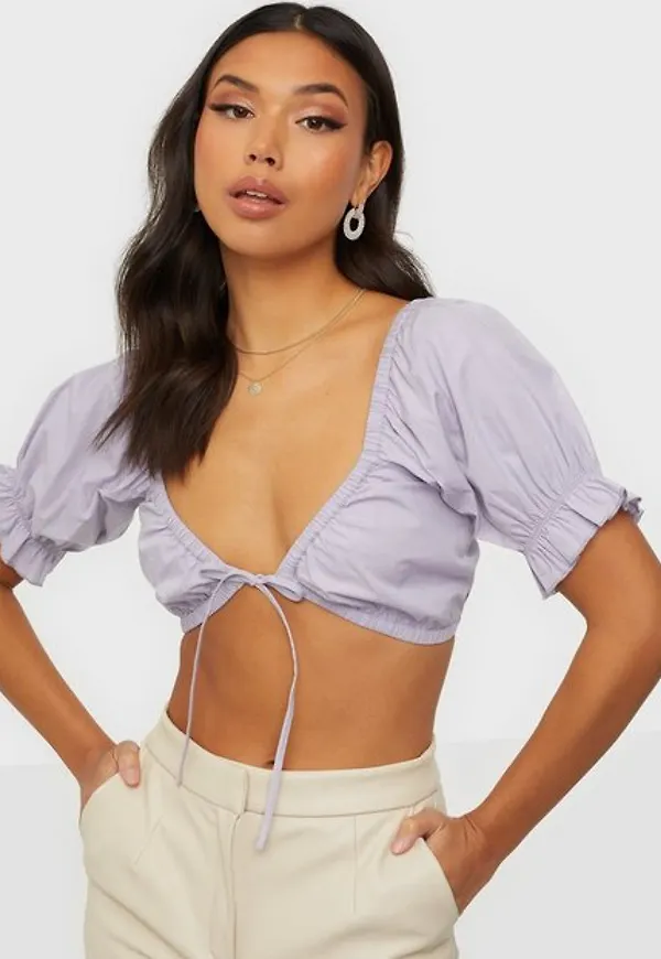 NLY Trend Puffy String Top T-shirts Lila