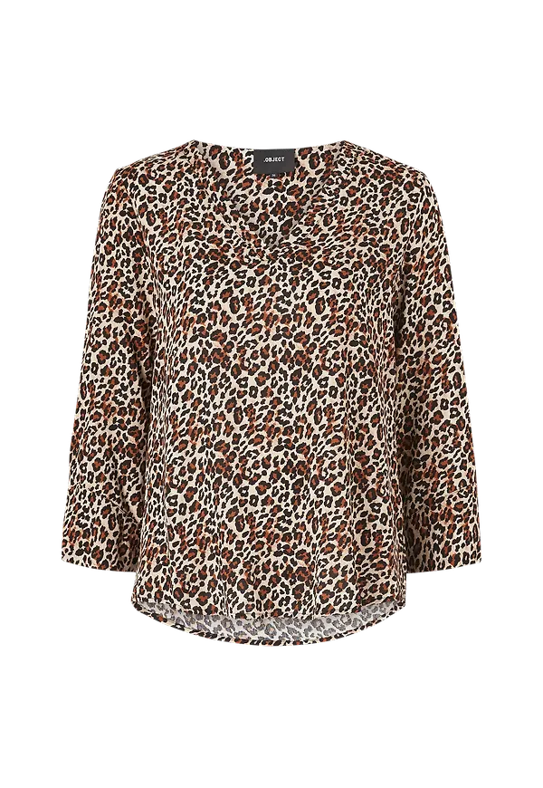 Object - Blus objBay 3/4 Top aop seasonal - Natur