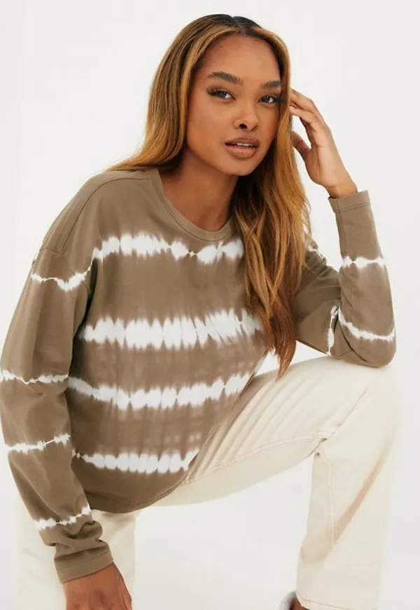 Vero Moda Vmedina Ls Sweatshirt Jrs Sweatshirts Fossil Snow White Tie-Dye