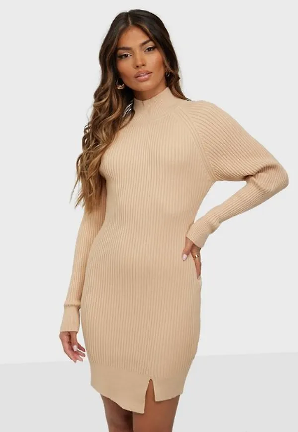 Bardot Mini Rib Knit Dress Långärmade klänningar