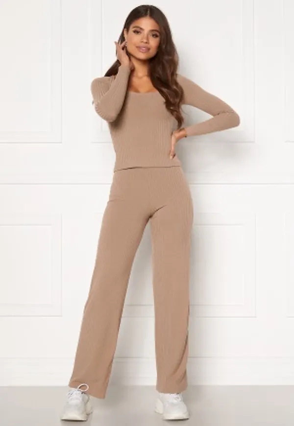 BUBBLEROOM Alanya rib trousers Light nougat XXL