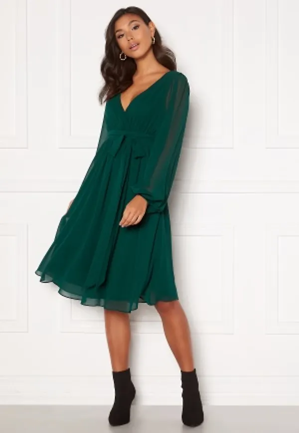 Goddiva Chiffon Midi Dress Green S (UK10)