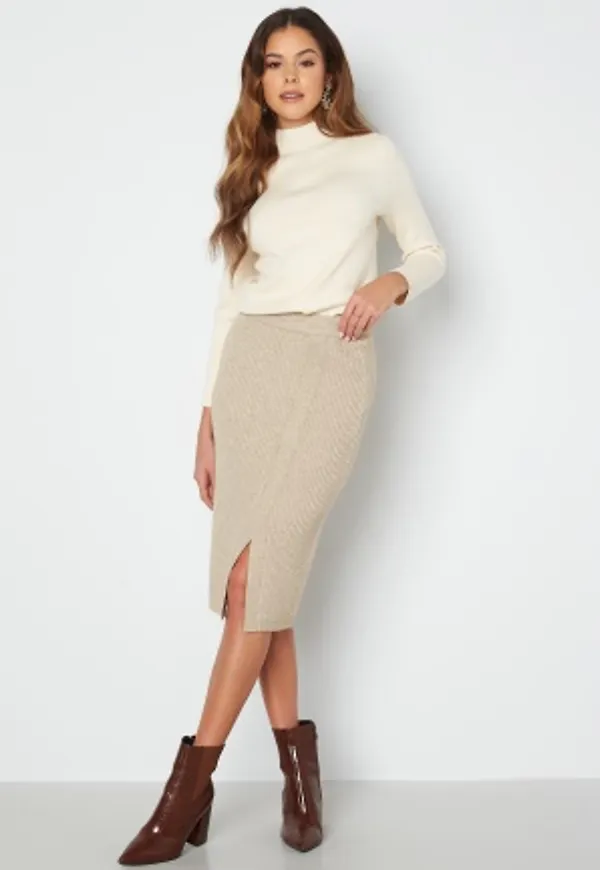 VILA Ril Overlap Knit Skirt natural melange S