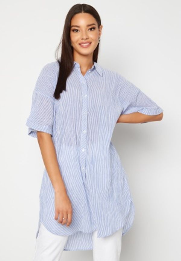 Pieces Terra SS Long Shirt Vista Blue Stripes XS