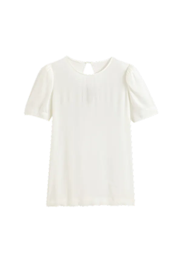 La Redoute - Blus med rund halsringning och kort ärm - Vit