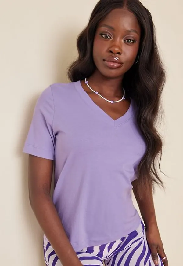 Selected Femme Slfstandard Ss V-Neck Tee Seasonal T-shirts Violet Tulip