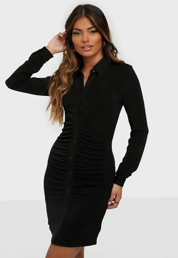 Bardot The Gathered Slinky Dress Långärmade klänningar Black