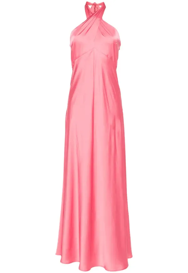D.Exterior maxiklänning med halterneck - Rosa