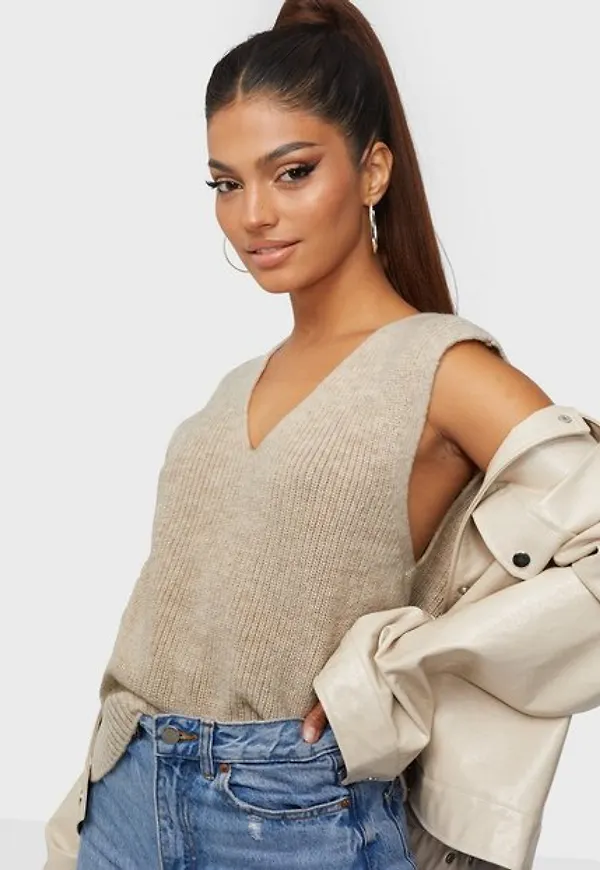 Only Onlparis Life V-Neck Vest Pull Knt Stickade västar