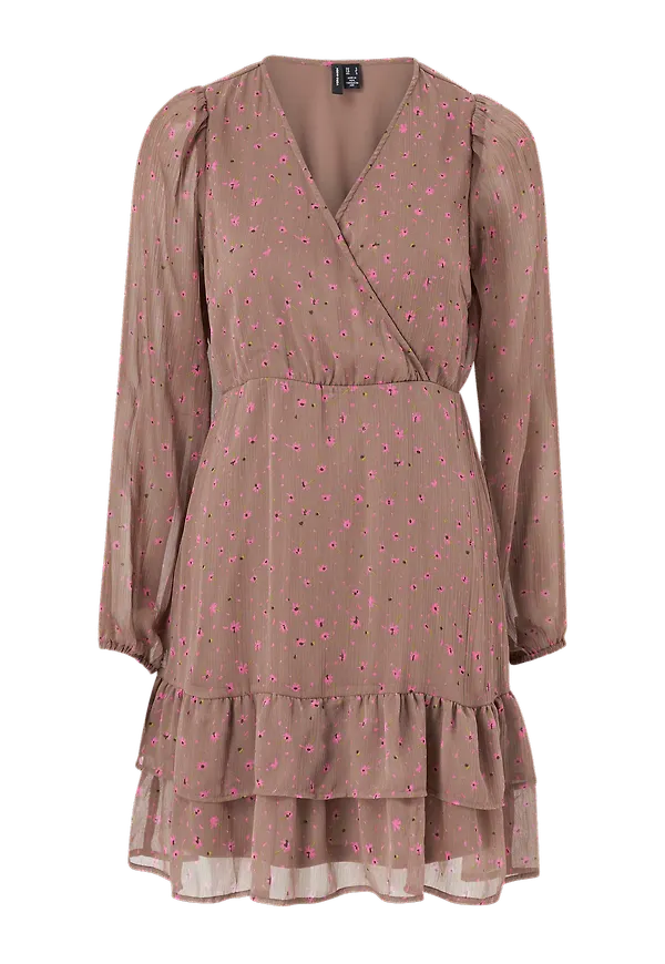 Vero Moda - Klänning vmUlla L/S Short Wrap Dress - Brun