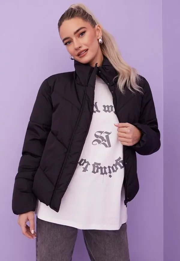 Vila Vitate L/S High Neck Padded Jacket Dunjackor Black