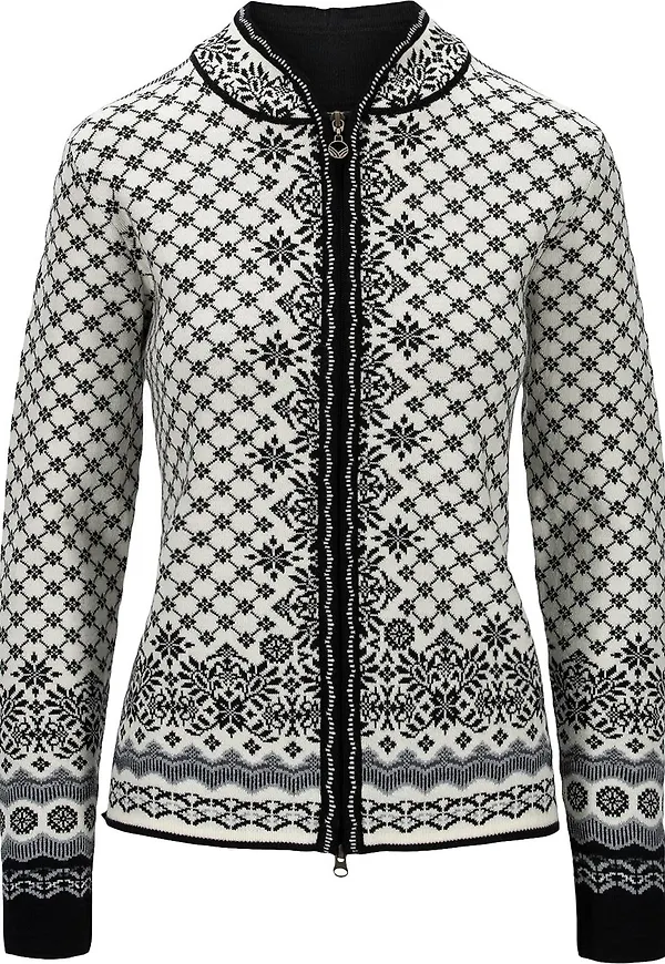 Dale of Norway Women's Solfrid Jacket Off White Black Schiefer Grau