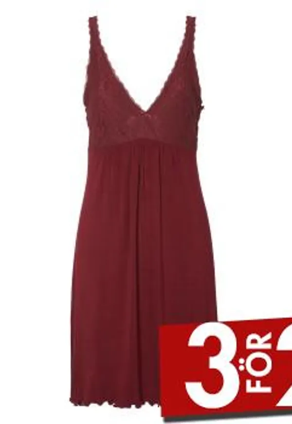 Damella 64301 Nightdress Vinröd viskos Small Dam