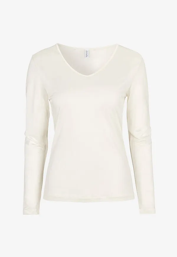 Damella - Topp Long Sleeve i silke - Natur