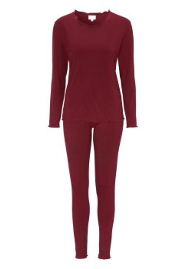 Damella Bamboo Plain Long Pyjamas Set Vinröd Bambu XX-Large