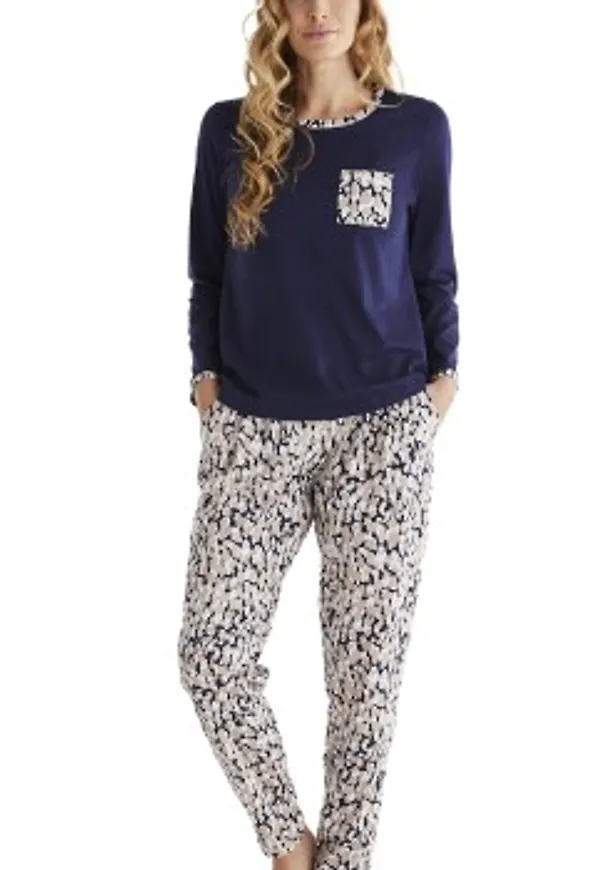 Damella Camouflage Pyjamas Set Beige/marin bomull XX-Large Dam