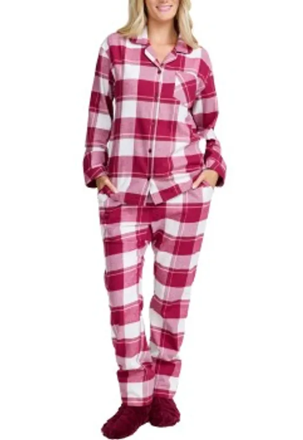 Damella Cotton Flannel Pyjamas Röd bomull Small Dam