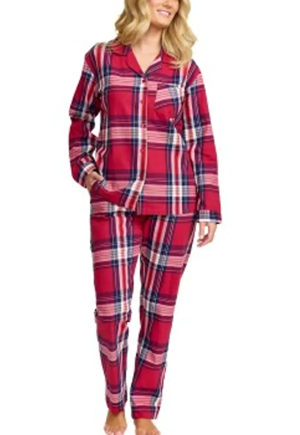 Damella Cotton Flannel Pyjamas Röd Mönstrad bomull Small Dam