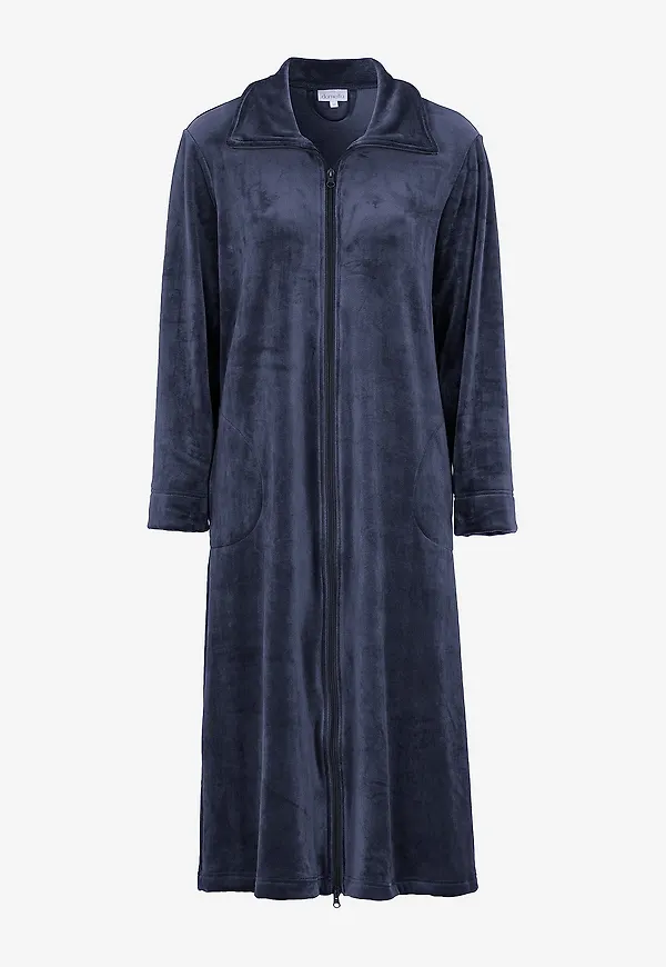 Damella - Mysklänning Velour Fleece Robe - Blå