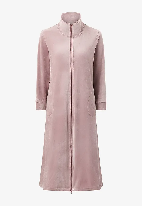 Damella - Mysklänning Velour Fleece Robe - Rosa