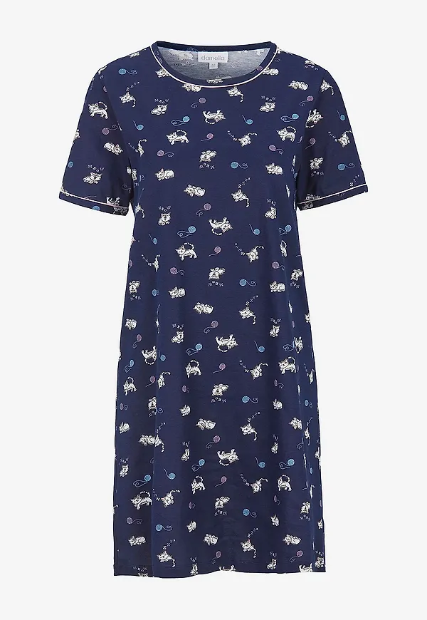 Damella - Nattlinne Short Sleeve - Blå