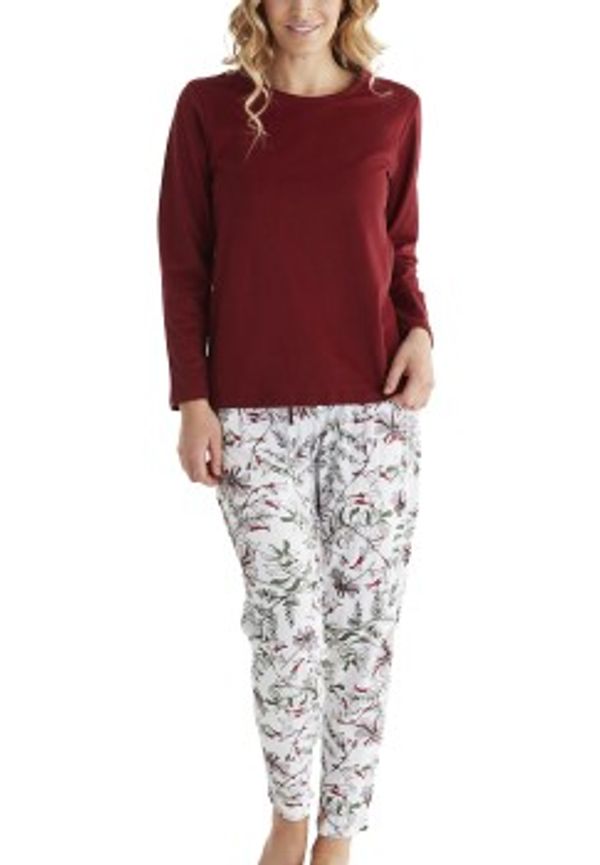 Damella Pink Flower Pyjamas Set Vinröd XX-Large Dam
