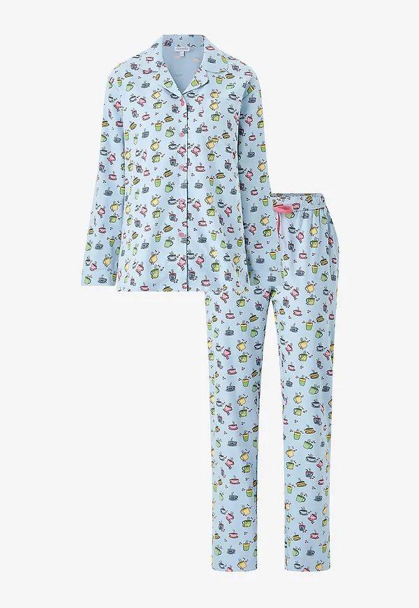 Damella - Pyjamasset Flannel - Blå