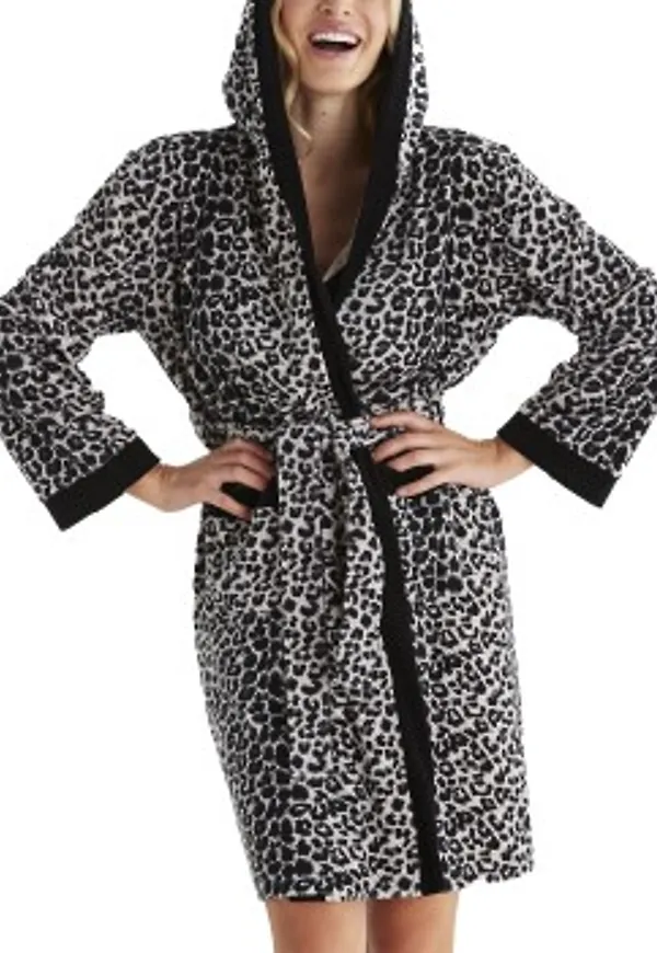 Damella Velour Leo Hoodie Robe Leopard XX-Large Dam