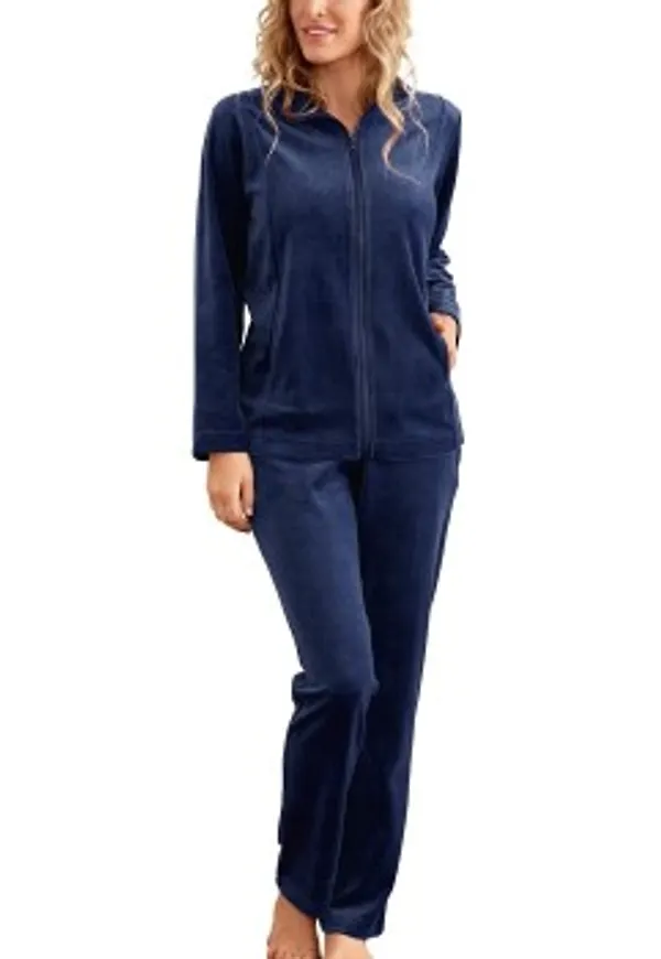 Damella Velour Plain Suit Marin 3XL Dam