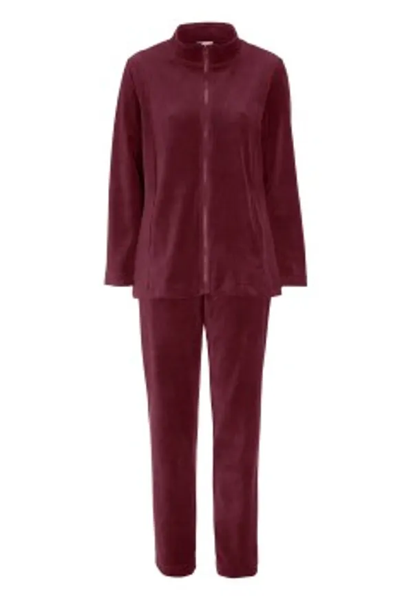 Damella Velour Plain Suit Vinröd XX-Large Dam