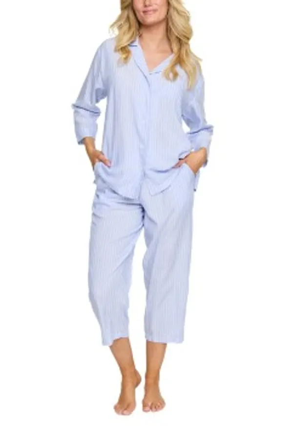 Damella Viscose Long Pyjama Set Ljusblå viskos Medium Dam