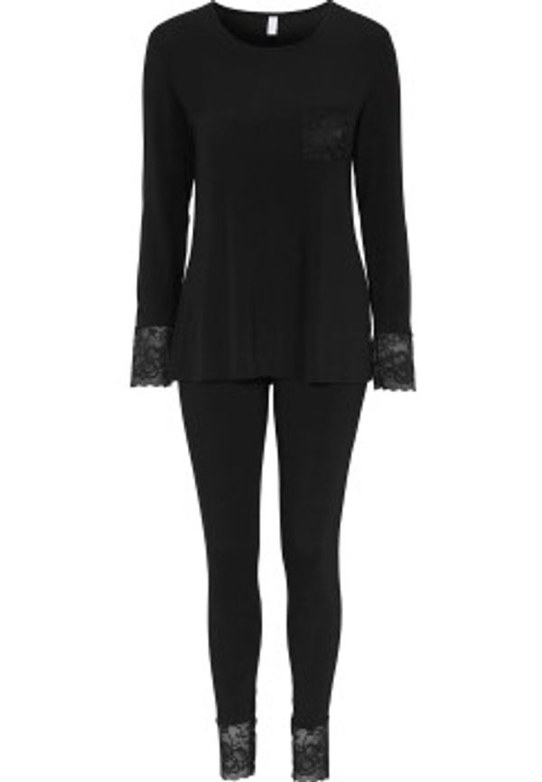 Damella Viscose Plain Pyjamas Set Svart viskos XX-Large Dam
