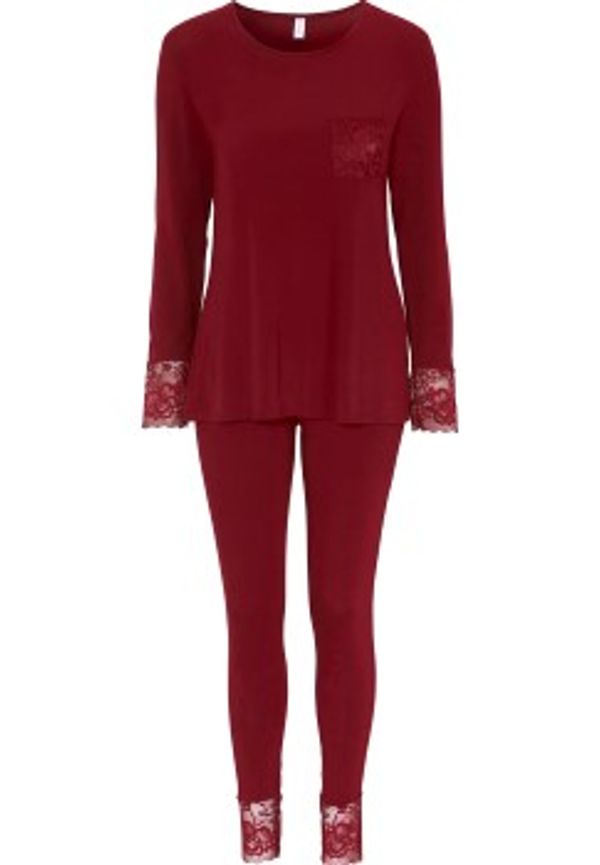 Damella Viscose Plain Pyjamas Set Vinröd viskos XX-Large Dam