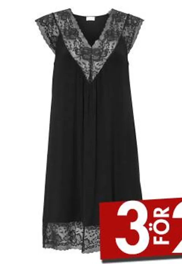 Damella Viscose Plain Sleeveless Nightdress Svart viskos X-Large Dam