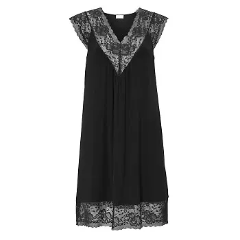 Damella Viscose Plain Sleeveless Nightdress Svart viskos Small Dam